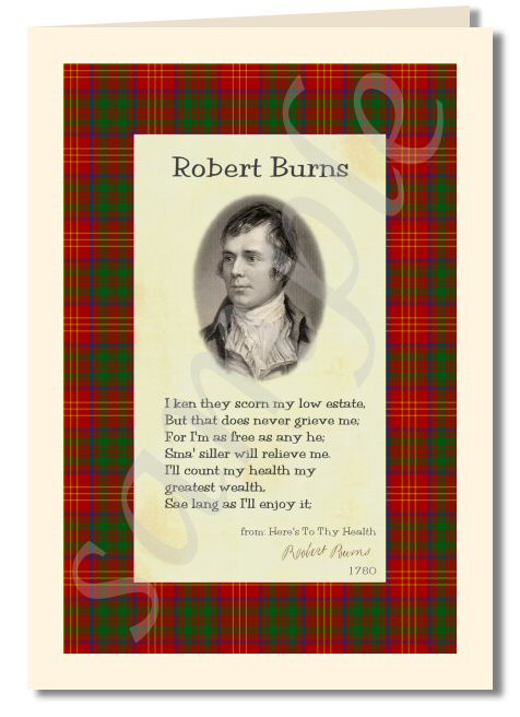 Robert Burns - extract from here's to thy health greeting card