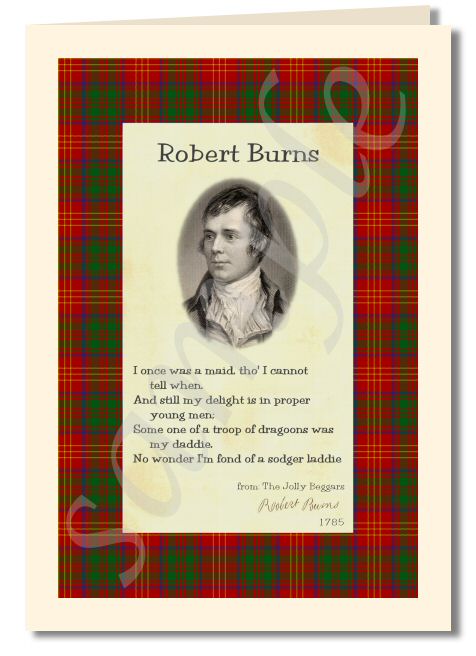 Robert Burns - extract from the jolly beggars greeting card